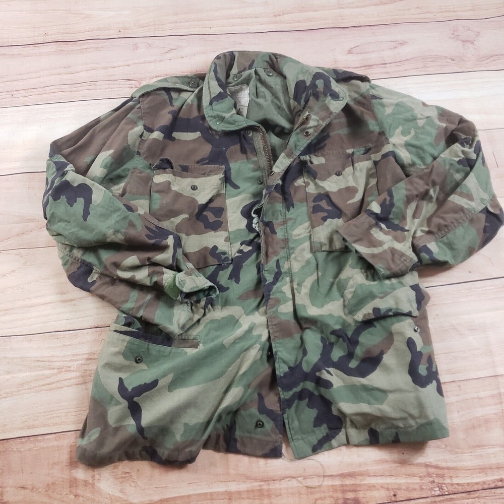 VINTAGE US Army Jacket Mens Medium Green Brown Cold Weather Military Camo Adult‎